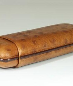 Cigarrenetui 2-er Robusto Braun mit Straussenprägung