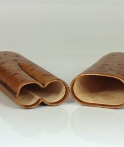 Cigarrenetui 2-er Robusto Braun mit Straussenprägung