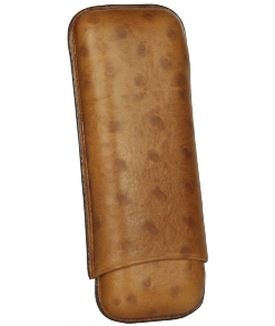 Cigarrenetui 2-er Robusto Braun mit Straussenprägung