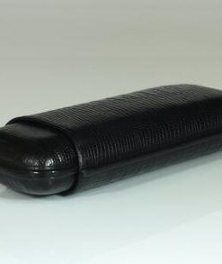 Cigarrenetui 2-er Robusto schwarz mit Eidechsenprägung