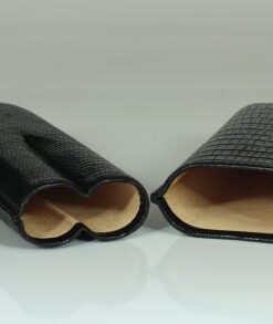 Cigarrenetui 2-er Robusto schwarz mit Eidechsenprägung