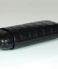 Cigarrenetui 2-er Robusto schwarz mit Krokodilprägung