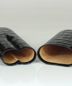 Cigarrenetui 2-er Robusto schwarz mit Krokodilprägung