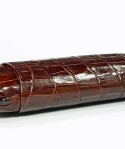 Cigarrenetui 2-er Robustos braun mit Krokodilprägung