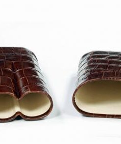 Cigarrenetui 2-er Robustos braun mit Krokodilprägung