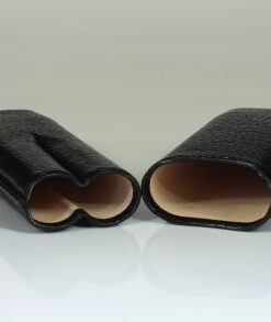Cigarrenetui 2-er Robustos schwarz mit Rentierprägung