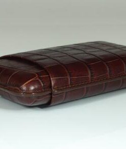 Cigarrenetui 3-er Robusto Braun mit Krokodilprägung