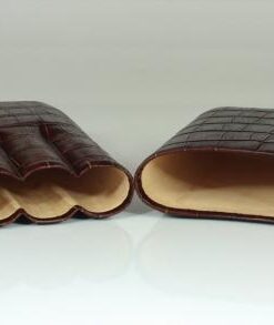 Cigarrenetui 3-er Robusto Braun mit Krokodilprägung