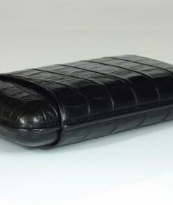 Cigarrenetui 3-er Robusto schwarz mit Krokodilprägung