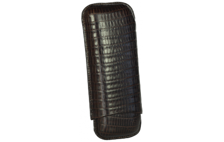 Cigarrenetui 2-er Robusto braun mit Eidechsenprägung