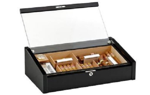 Adorini Humidor Vega (schwarz) - Deluxe Glas Humidor