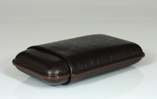 Cigarrenetui 3er Robusto Lizard Braun