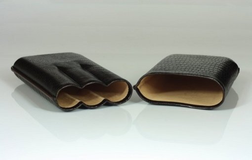 Cigarrenetui 3er Robusto Lizard Braun