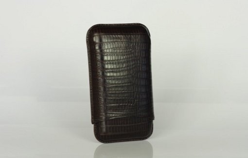 Cigarrenetui 3er Robusto Lizard Braun