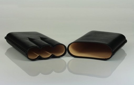 Cigarrenetui 3er Robusto Lizard schwarz glatt