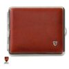 Zigarettenetui Leder 18er King Size braun Rahmen chrom mit Gummizug