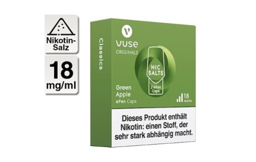 E-Kartusche VUSE ePen Green Apple Nic Salts 18mg 2 Caps