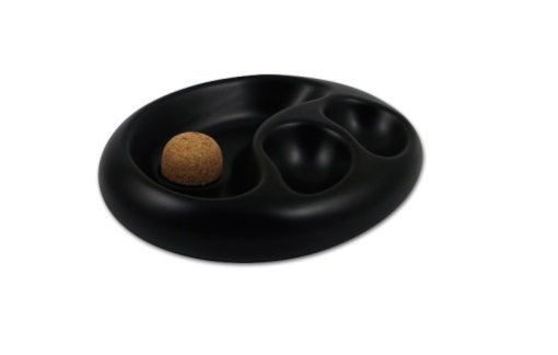 Pfeifenascher Keramik schwarz matt oval 2 Ablagen