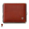 Zigarettenetui Leder 18er King Size braun Rahmen chrom mit Gummizug